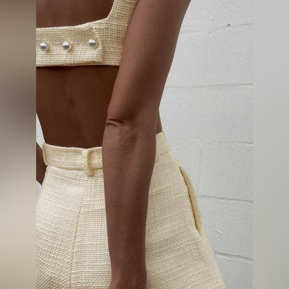 Commense Tweed‎ Backless Plain Shorts Set size S COLOR — Off-White - Picture 2 of 5